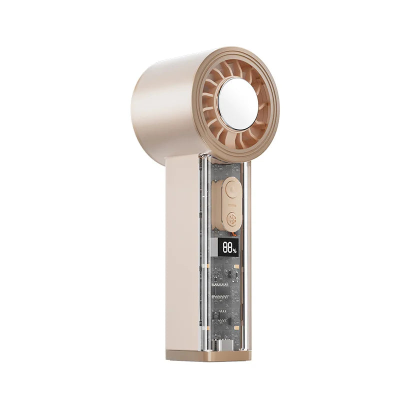 2026 New Transparent Semiconductor Cooling Handheld Fan 100 Speed Cold Compress 2000mAh Brushless Motor LED Light Portable Fan Oasis Select C