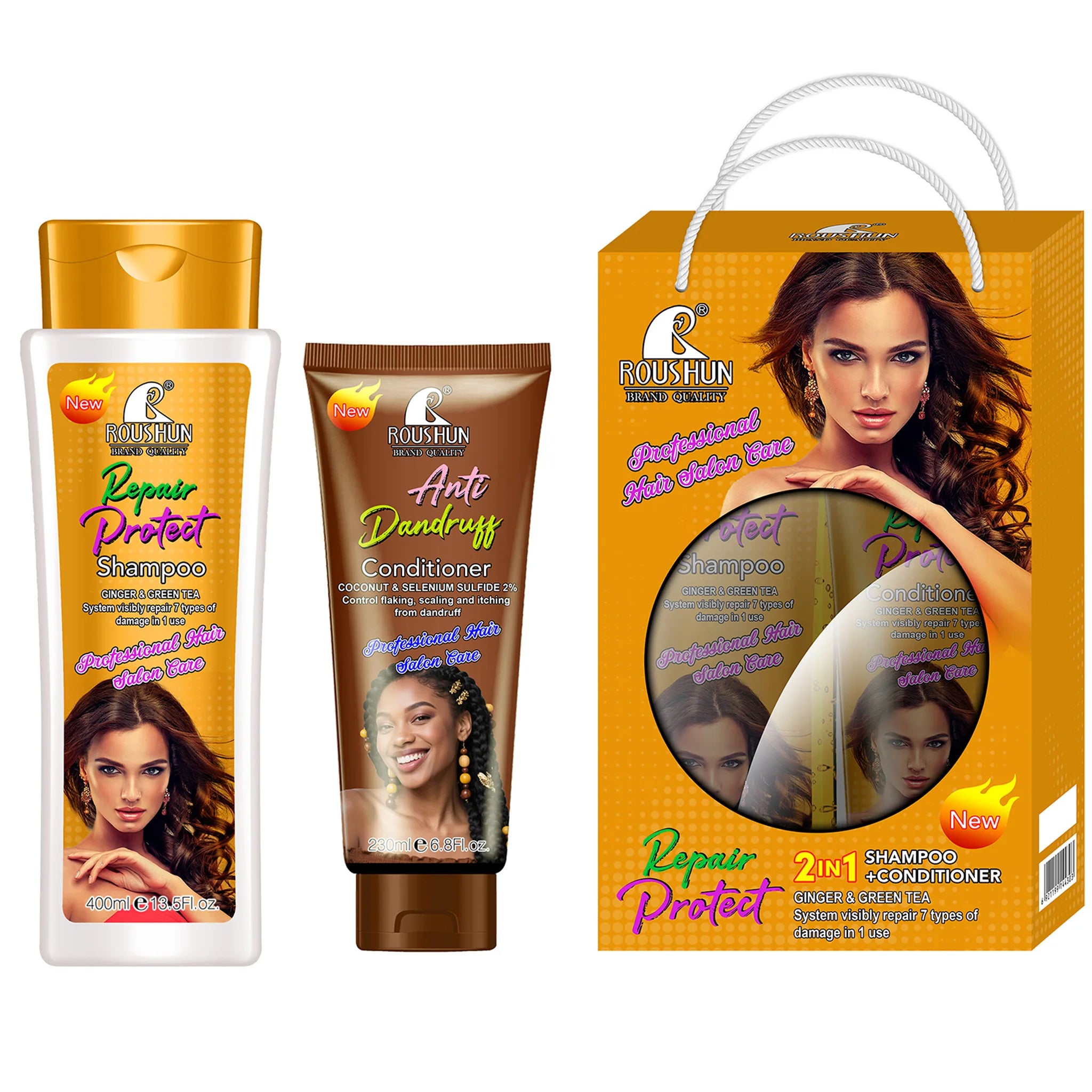 ROUSHUN Ginger Shampoo & Coconut Conditioner Set | Unisex