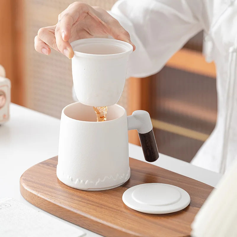 Ceramic Cup Tea Separation Cup Drinking Water Mug with Filter Office Cup Hand-held Gift Cup Gift Cup Oasis Select