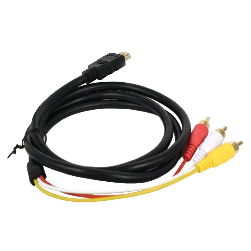 1.5M HDMI-Compatible HDTV Male To 3 rca AV Conversion TV Set-Box DV DVD Audio Video Cable to 3rca Digital Wire Converter Adapter Oasis Select