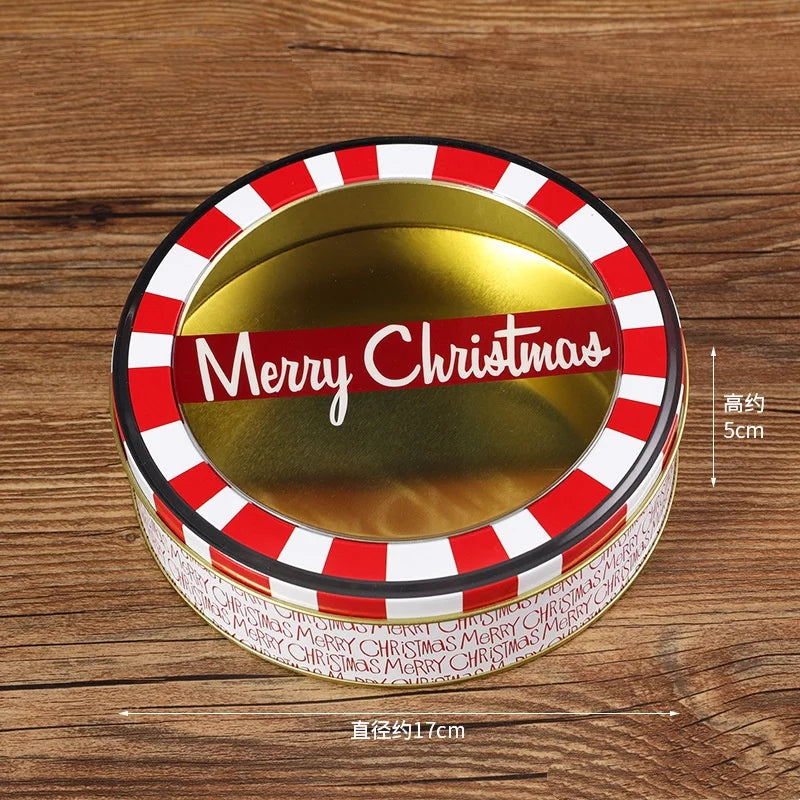 Christmas Gift Box Metal Tin Candy Cookie Packaging Box Containers Kids New Year Gift Decor Xmas Party Supplies Navidad Oasis Select Merry Other