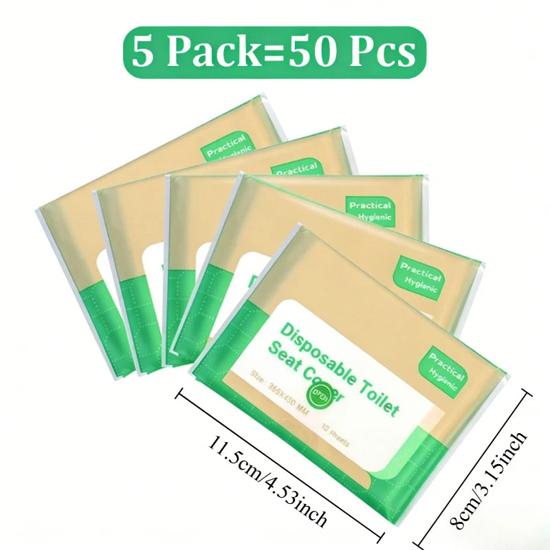 Travel Portable Disposable Toilet Seat Cover Water Soluble Degradable Waterproof Hotel Bathroom Toilet Mat Hygiene Supplies Oasis Select 50 PCS
