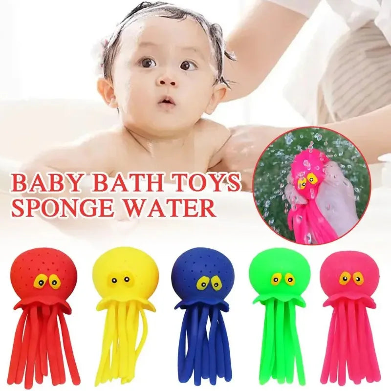 1pcs Baby Bath Toys Sponge Water Absorbing Octopus Squeezing Stress Relief Toys Summer Swimming Play Water Bath Toy for Children Oasis Select