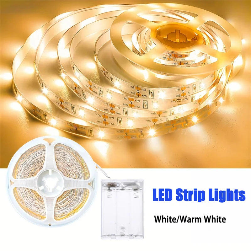 Battery Powered LED Strip Light SMD2835 1M–10M | White & Warm