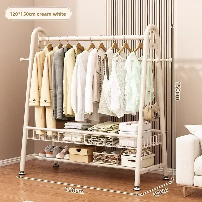 Simple Coat Rack Floor-to-ceiling Indoor Drying Rack Storage Rack Household Bedroom Floor-to-ceiling Clothes Rack Hanger Oasis Select