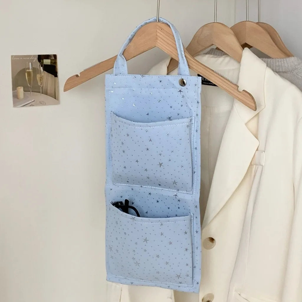 Star Pattern Hanging Storage Soft Fabric Hanging Organizer Wall Mount Storage Bag Modern Multi Pocket Storage Bag For Closet Oasis Select