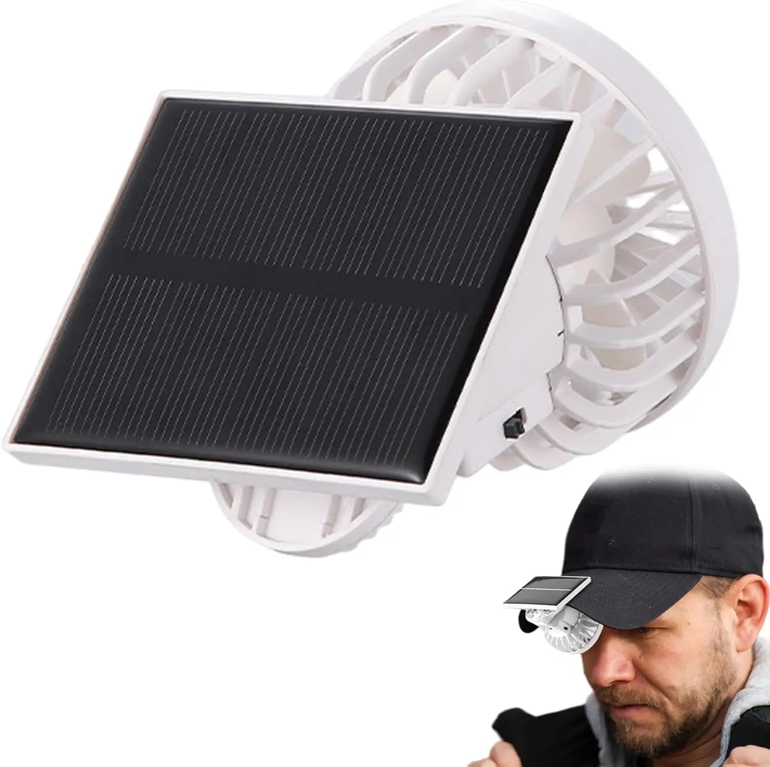 Solar Powered Clip Fan with Adjustable Angle, Portable Personal Cooling Fan for Hat, Desk, Camping, Hiking, Travel, Eco-Friendly Oasis Select WHITE USB Type-C