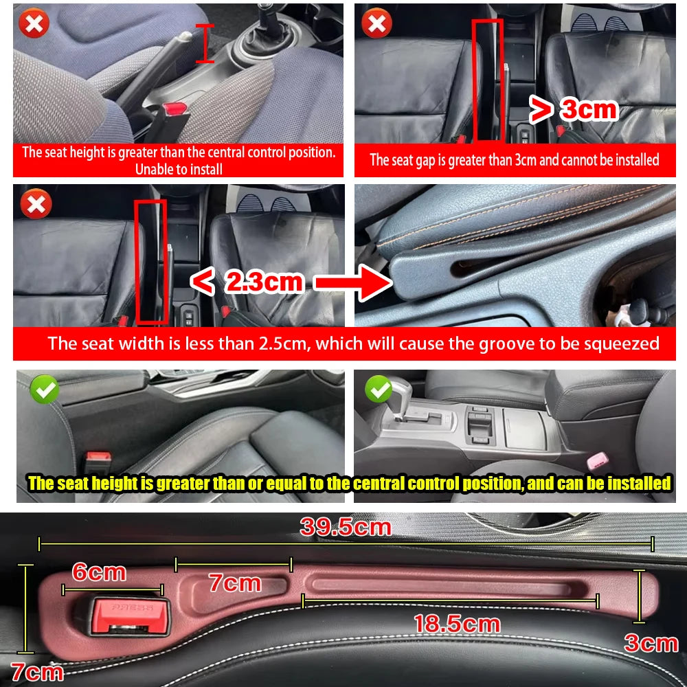 2PCS Black Car Seat Gap Filler, Universal Side Seam Plug for Most Vehicles, Anti-drop Leak-proof Strip with Wallet Phone Holder Oasis Select