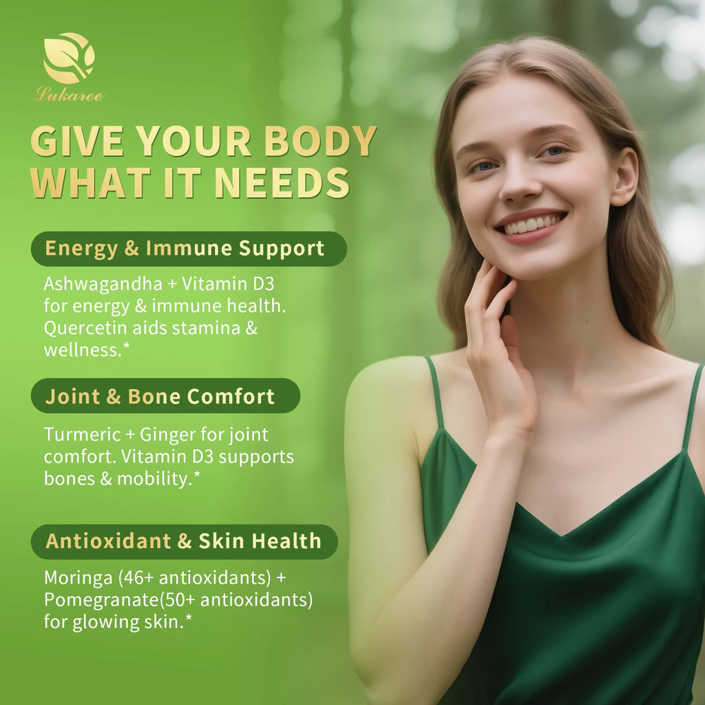 12-in-1 Organic Moringa Drops with Ashwagandha Turmeric Quercetin for Energy Immune Joint Digestive Metabolism, Vegan Non-GMO Oasis Select