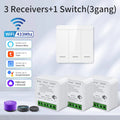Tuya WiFi Smart Switch 433Mhz Relay Receiver Wireless 1/2/3 Gang 86 Wall Panel Switch APP Control Works with Alexa Google Home Oasis Select 3 Receiver 1 Switch