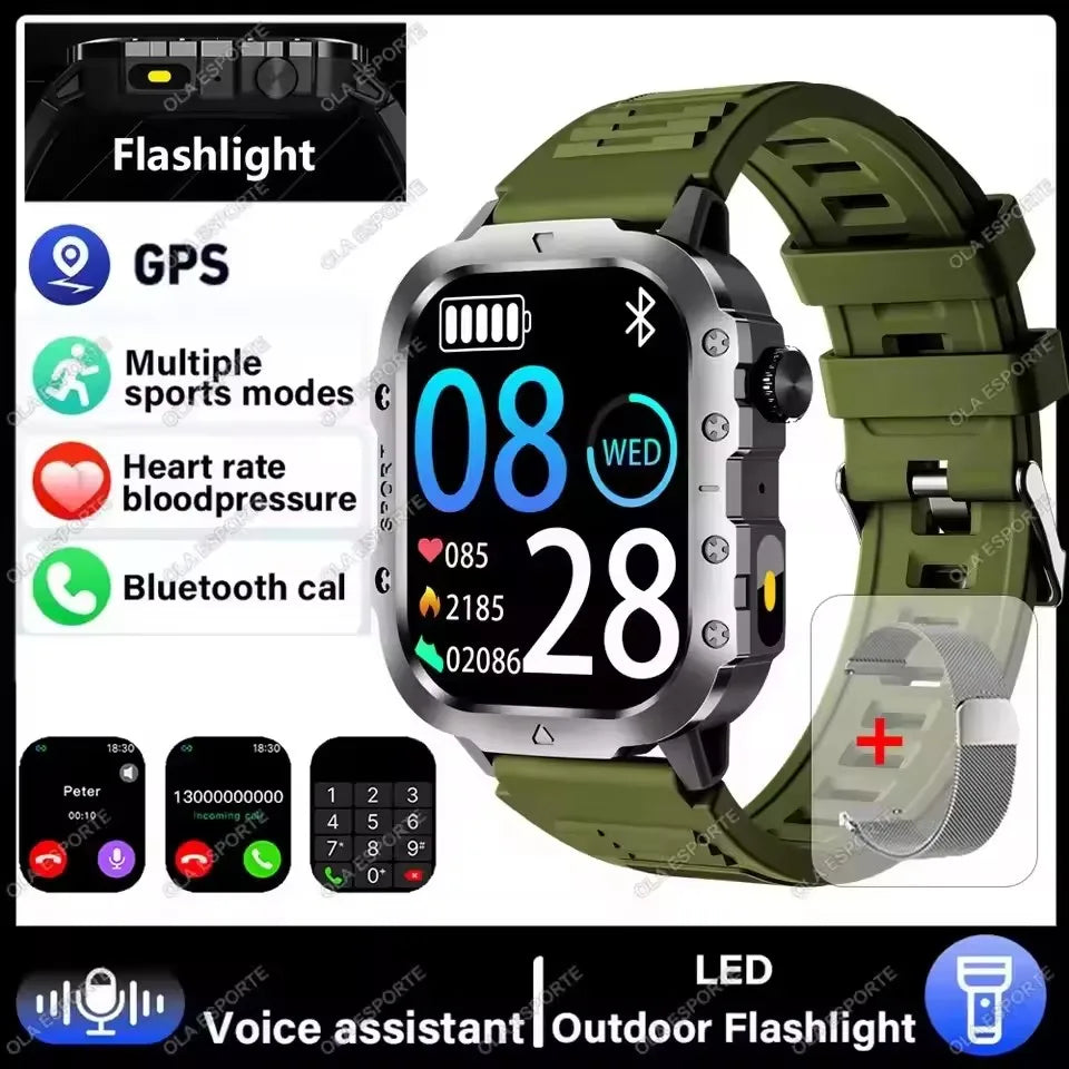 2026 New Rugged Military GPS Smart Watch Men Bluetooth Call Health Monitoring Sports 5ATM Waterproof Smartwatches Man Pk HW12 Oasis Select NEW-Gr22WhMilan