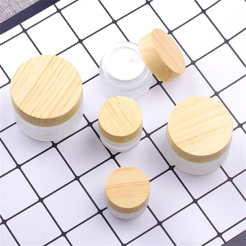 5g/10g/30g/50g Empty Glasses Cosmetic Makeup Jar Pots Frosted Sample Bottles Eyeshadow Face Cream Lip Balm Refillable Containers Oasis Select