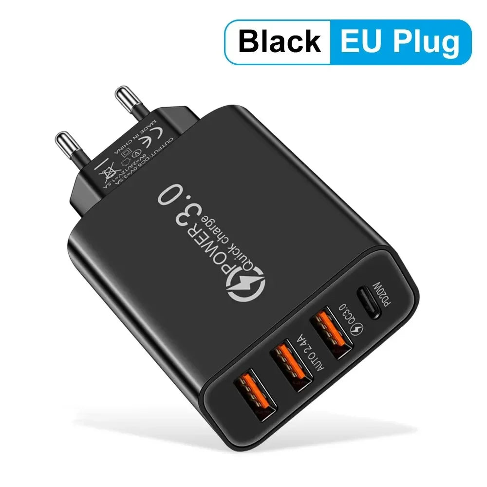 Total 48W Multi-Port USB PD Wall Charger Adapter for Xiaomi iPhone 13/12 Samsung Mobile Phone Plug-In Charging Oasis Select US White