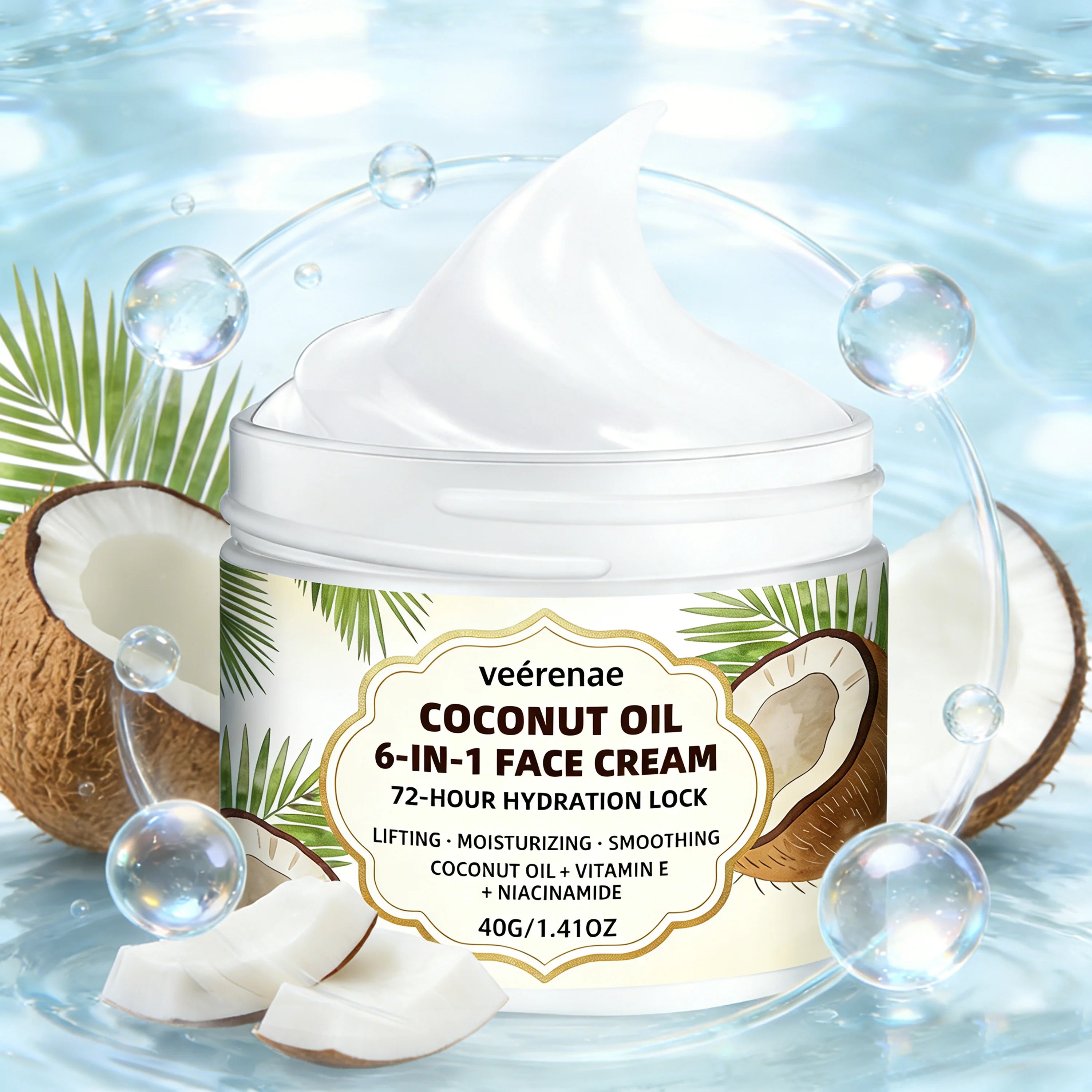 veérenae Coconut Oil 6-in-1 Face Cream – All Skin Types Face Moisturiser Oasis Select