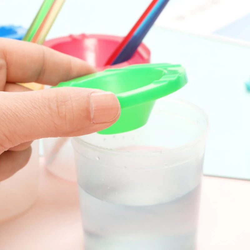 Painted Art Pen Washing Cup Plastic Transparent Multifunctional Pen Washing Bucket Watercolor Paint Painting Pen Washing Cup Oasis Select