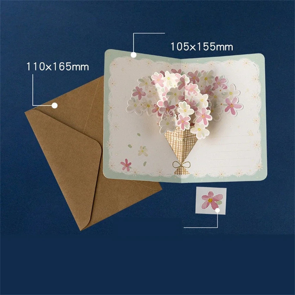 Pop-Up 3d Tulips Roses Sunflowers Bouquet Greeting Card Postcard Mother'S Day Blessings Creative Card Gift For Mother Oasis Select style2 D