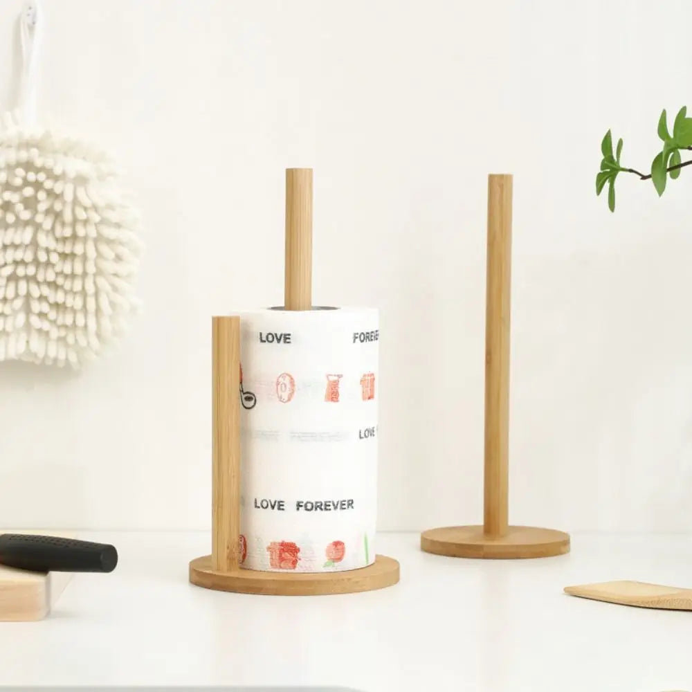 Wooden Vertical Paper Towel Holder – Anti-Skid Kitchen Stand