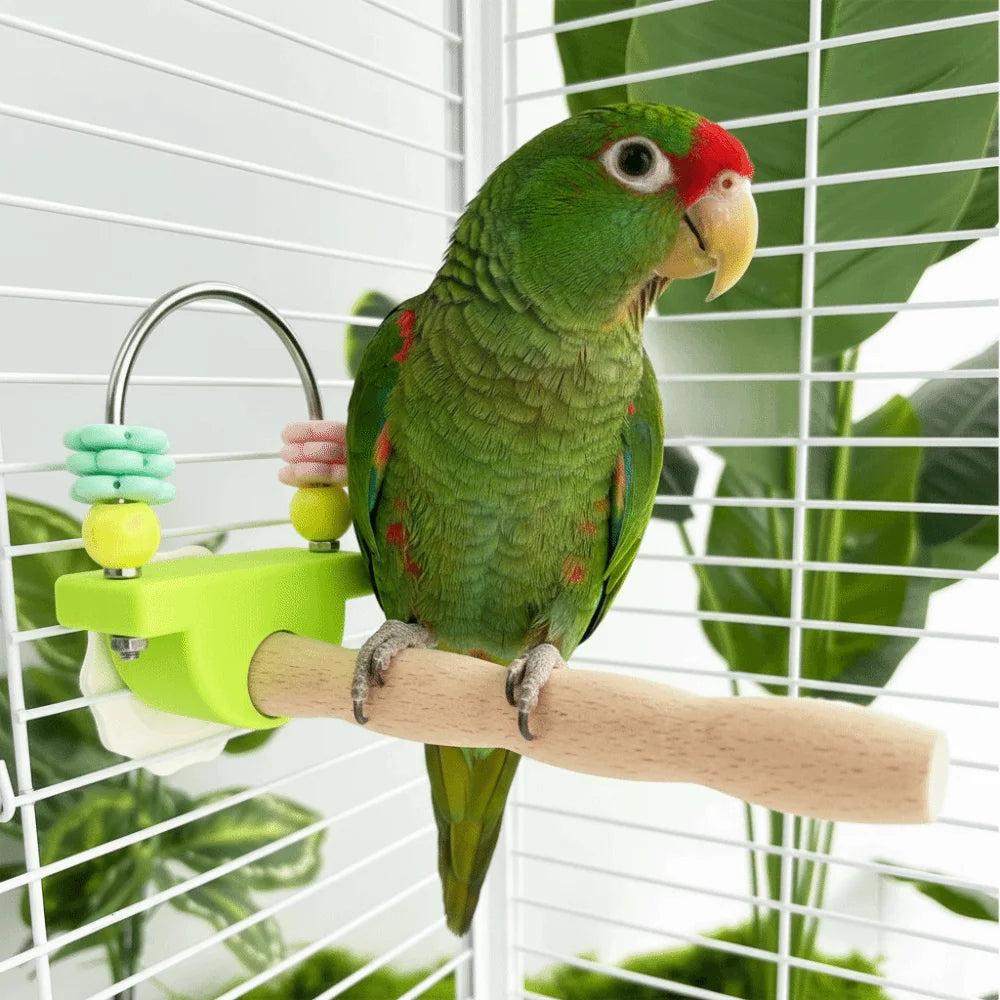 Natural Wood Bird Perch Stand – Non-Slip Paw & Beak Grinder