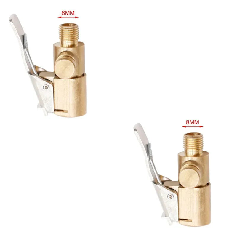 Car Tire Air Chuck Inflator Pump Valve Connector Clip-on Adapter Brass 8mm Tyre Wheel Oasis Select Deflatable 2pcs
