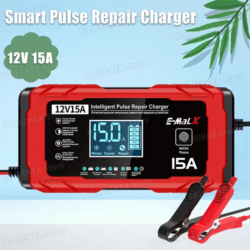 12V 15A 24V 8A Battery Charger For Lead Acid AGM GEL Battery 14.6V 15A Smart Pulse Repair Charger Lifepo4 Battery Fast Charging Oasis Select