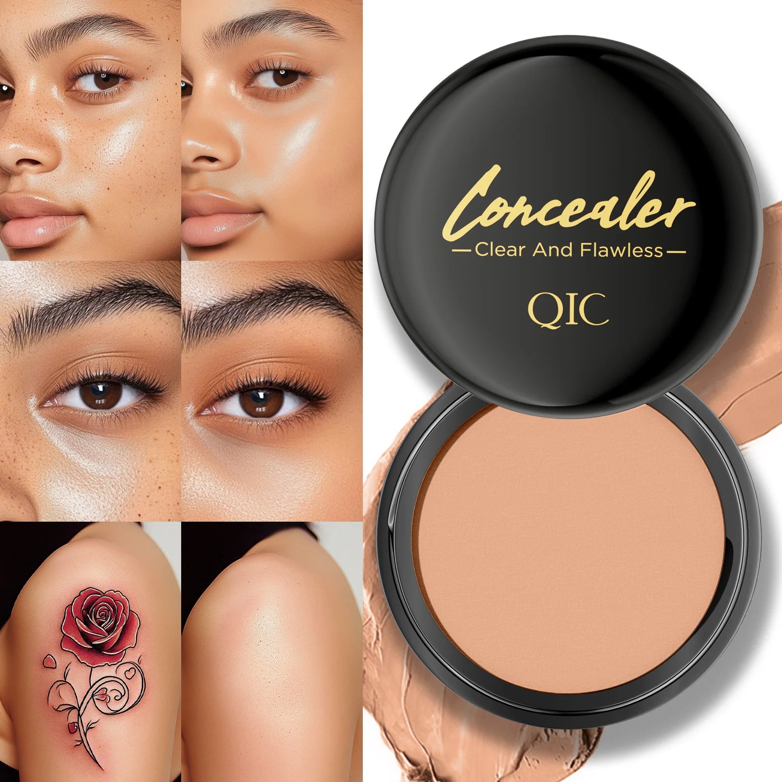 QIC Waterproof Concealer – Full Coverage, Smudge-Resistant