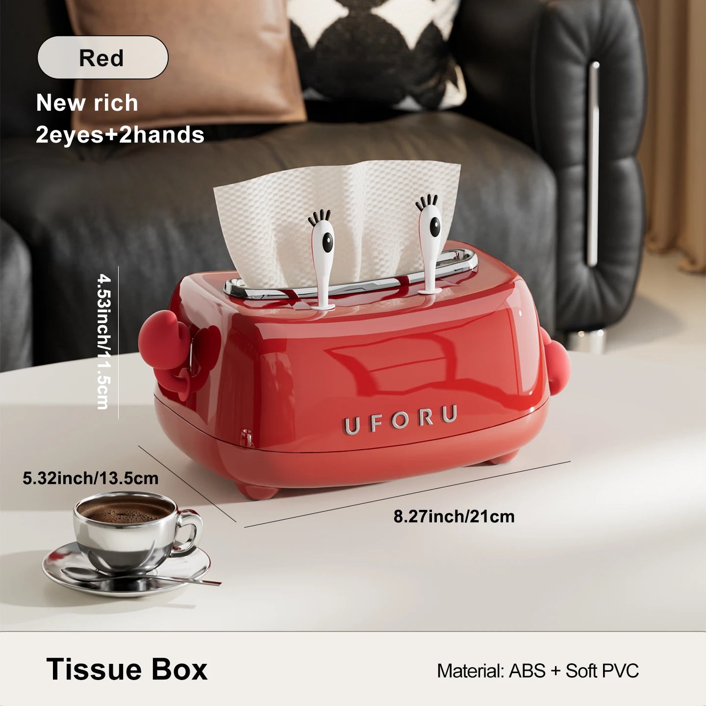 Tissue box, cartoon design featuring Mr Crab, an adorable tissue storage box suitable for the living room, bedroom, and bathroom Oasis Select Red