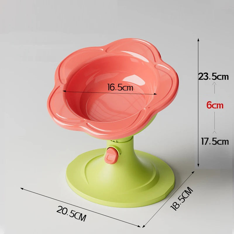 Reliable Stand-up Ceramic Cat Bowl with Pretty Floral Design; Pet Food and Water Dish for Neck Wellness Oasis Select A2