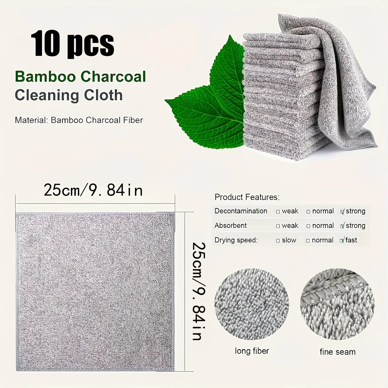 10/20PCS Super Absorbent Dishwashing Towels, Cloths, Cleaning Cloths - Thick Quick Drying Bamboo Charcoal Fiber Car Wash Cloth Oasis Select