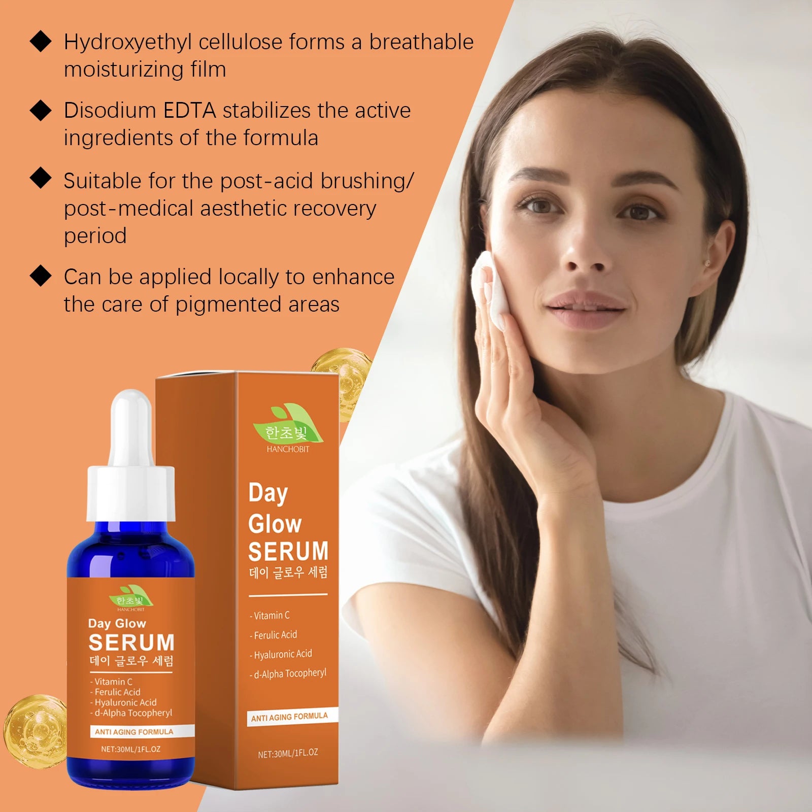 Vitamin C and Hyaluronic Acid Serum - Moisturizes, Brightens Skin, Improves Facial Dullness, and Replenishes Moisture Oasis Select