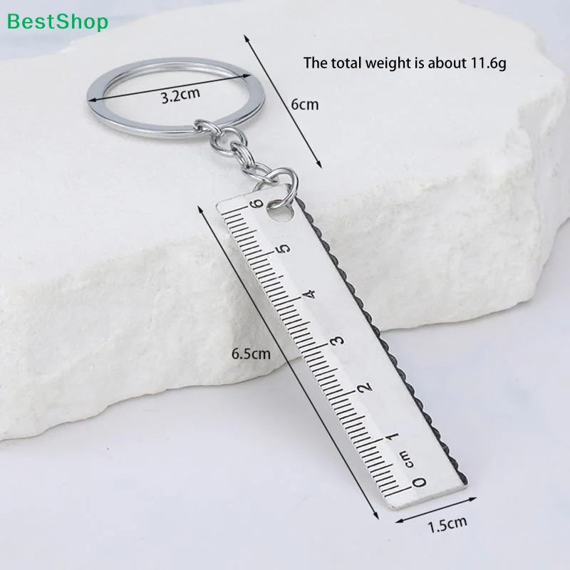 ♥Mini Stainless Steel Ruler Keychain | 1-5cm Portable Measuring Tool Key Rings (Anti-loss Measuring Ruler) Oasis Select