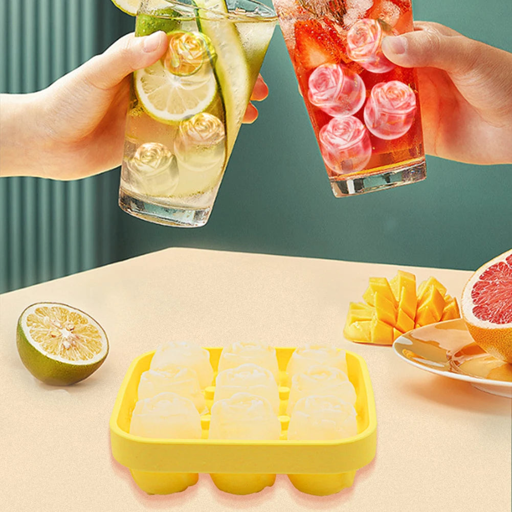 Rose Ice Cube Tray – 9-Cavity Silicone Mold for Whiskey