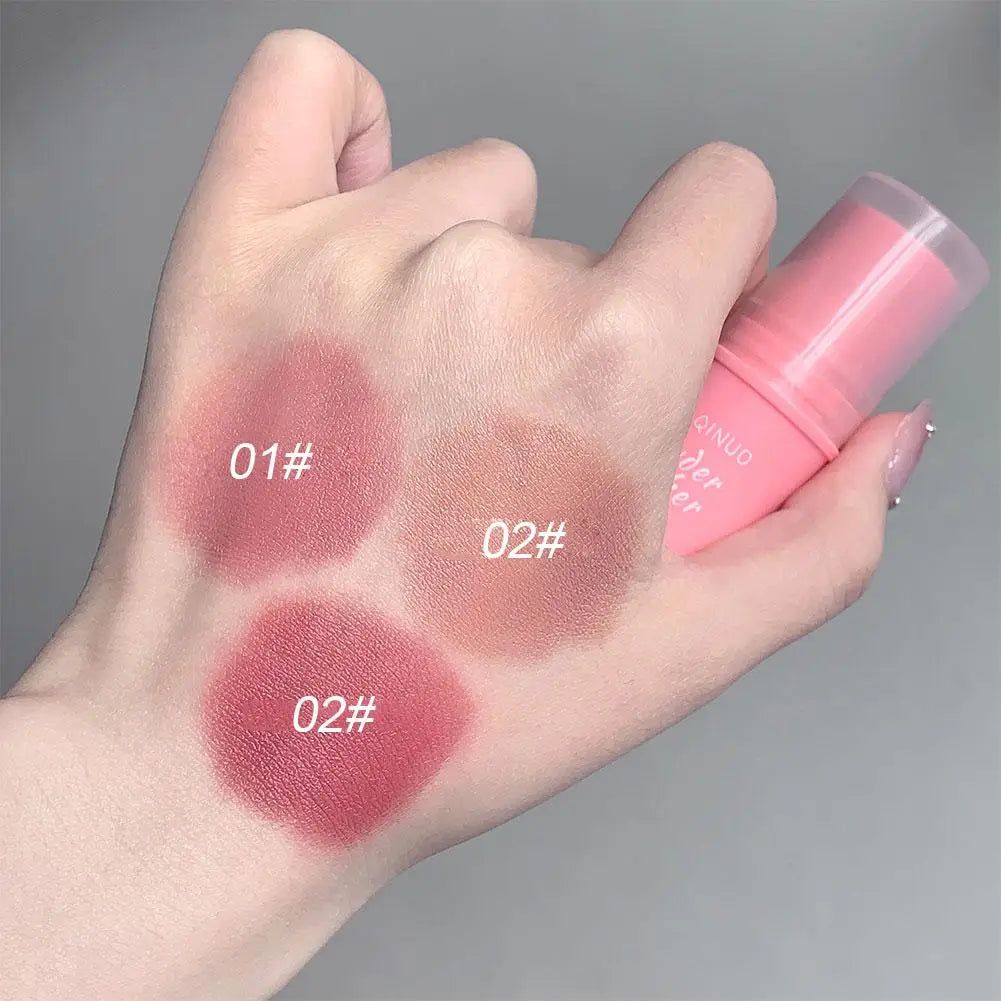 Smooth Powder Blusher Stick Natural Low Saturation Powder Blusher Stick Lip Gloss Dual-use, Durable Waterproof Powder Blusher Oasis Select