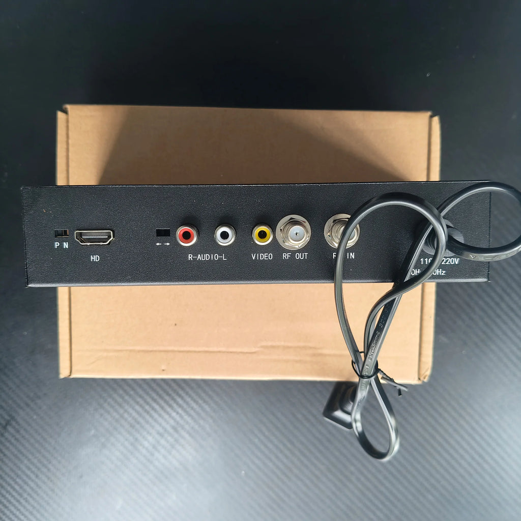 Single-channel HD/SD/AV-to-RF analog TV modulator for PAL, NTSC, and SECAM in-house programming; frequency adjustable Oasis Select