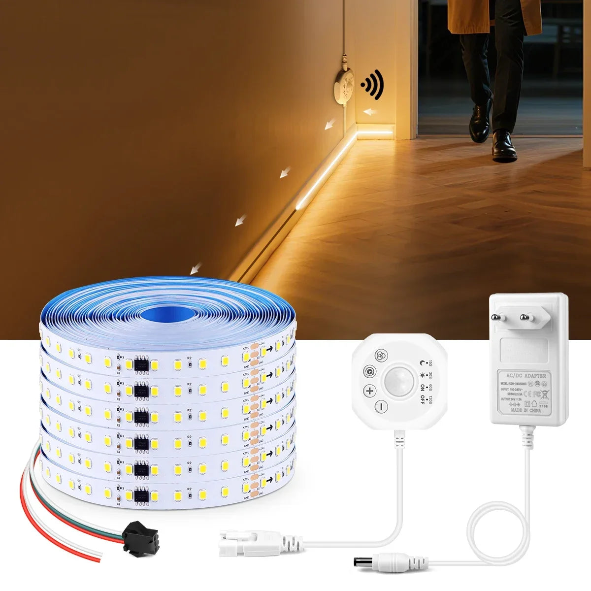 Interesting Water Flow Chasing Tape Horse Race Pixels Design LED Strip Light 24V for Stair Corridor Entrance Door Night Lighting Oasis Select