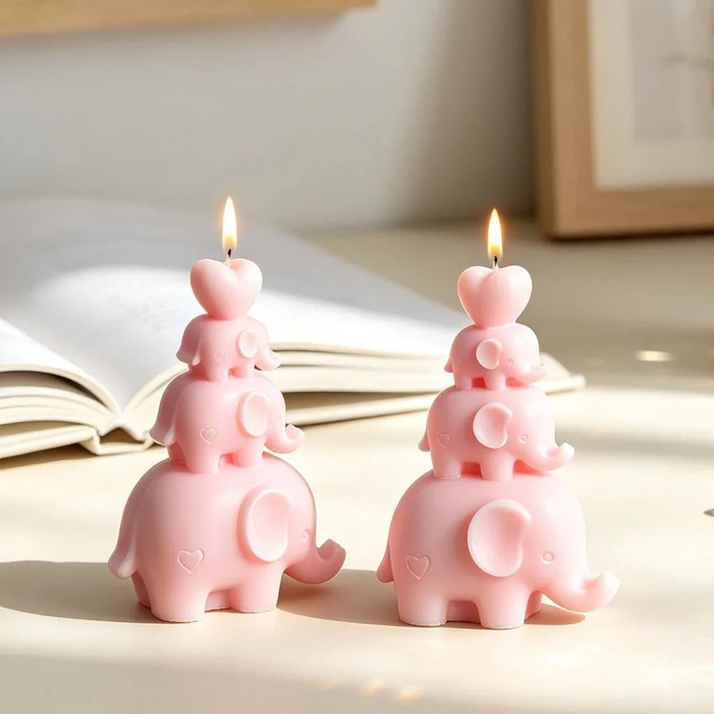 3-Tier Stacking Heart Elephant Silicone Mold for DIY Handmade Candle Resin Decorative Ornament Oasis Select