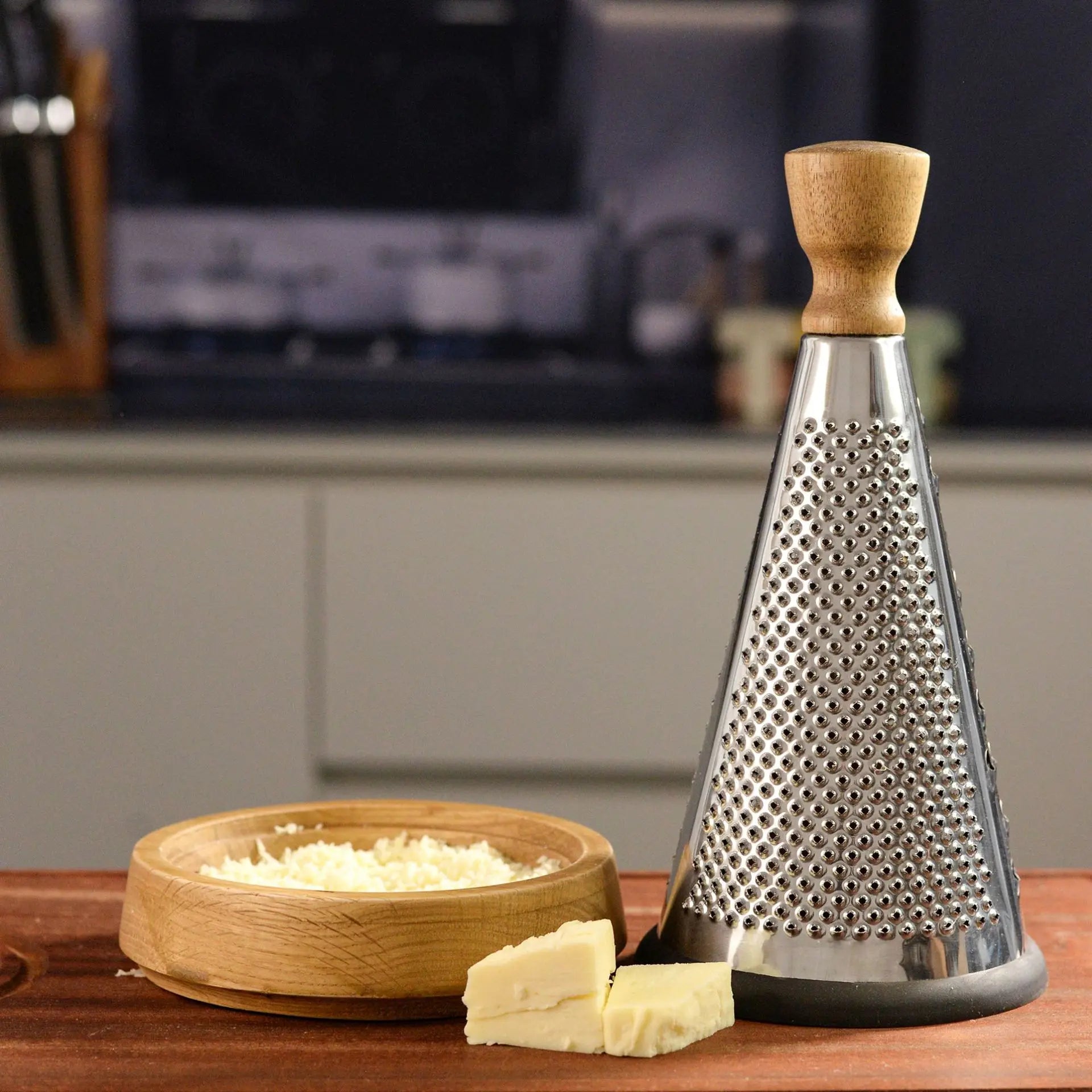 Stainless Steel Cone Cheese Grater | Wooden Handle Multi-Use