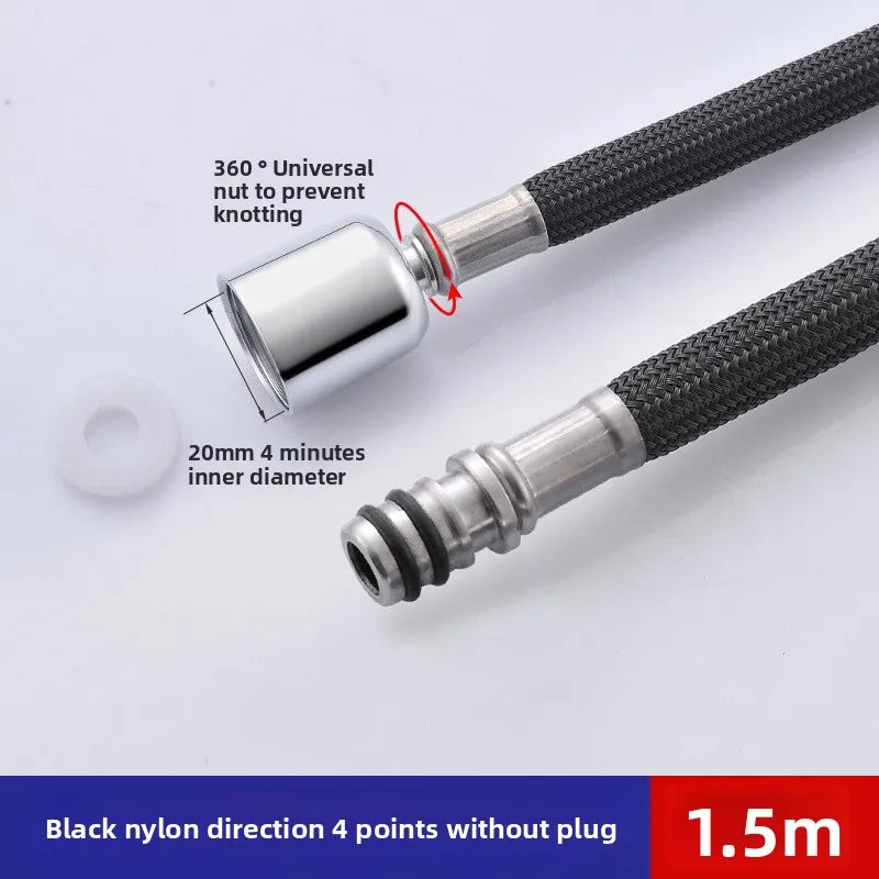 Bourdillat F1/2 M15*1 Replacement Faucet Hose Quick Connect Pull Out Hose Nylon Hose Tube Gray / Black 150cm Kitchen Accessories Oasis Select Black 1