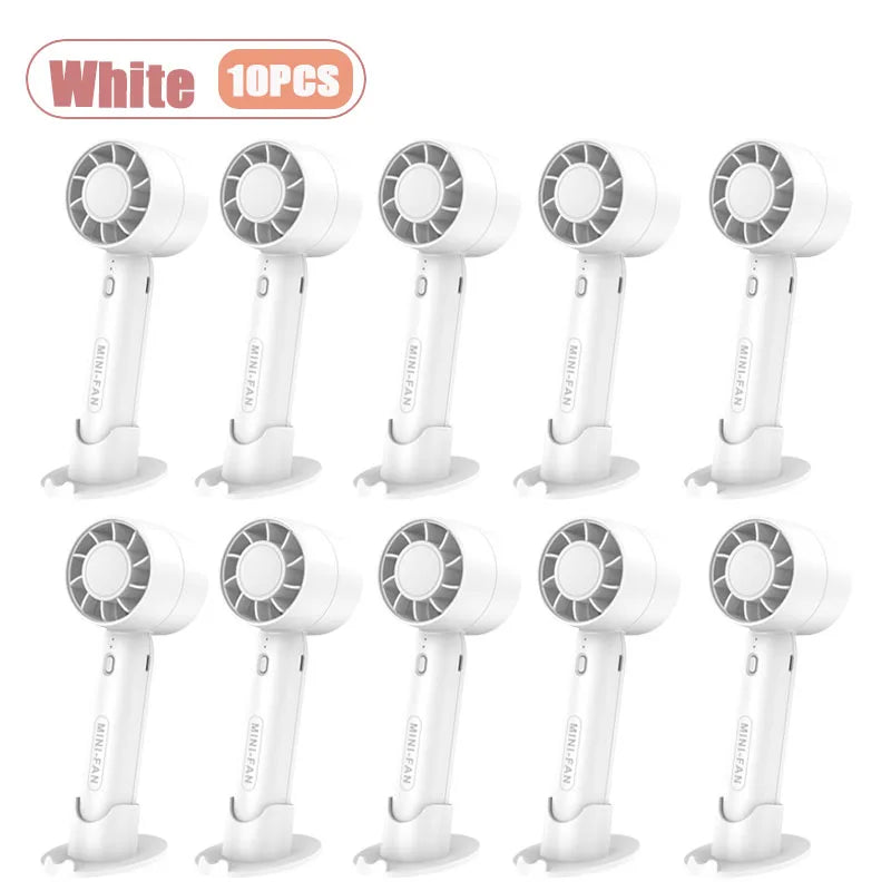 Mini USB Handheld Fan Portable Rechargeable Small Desk Fan for Students Office Travel Personal Cooling Breeze Quiet 3 Speed Oasis Select White-10PCS