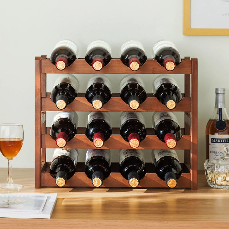 Creative red wine rack Solid wood wine rack Wine bottle rack Red wine display rack Multi-bottle storage Wine cabinet decorative Oasis Select