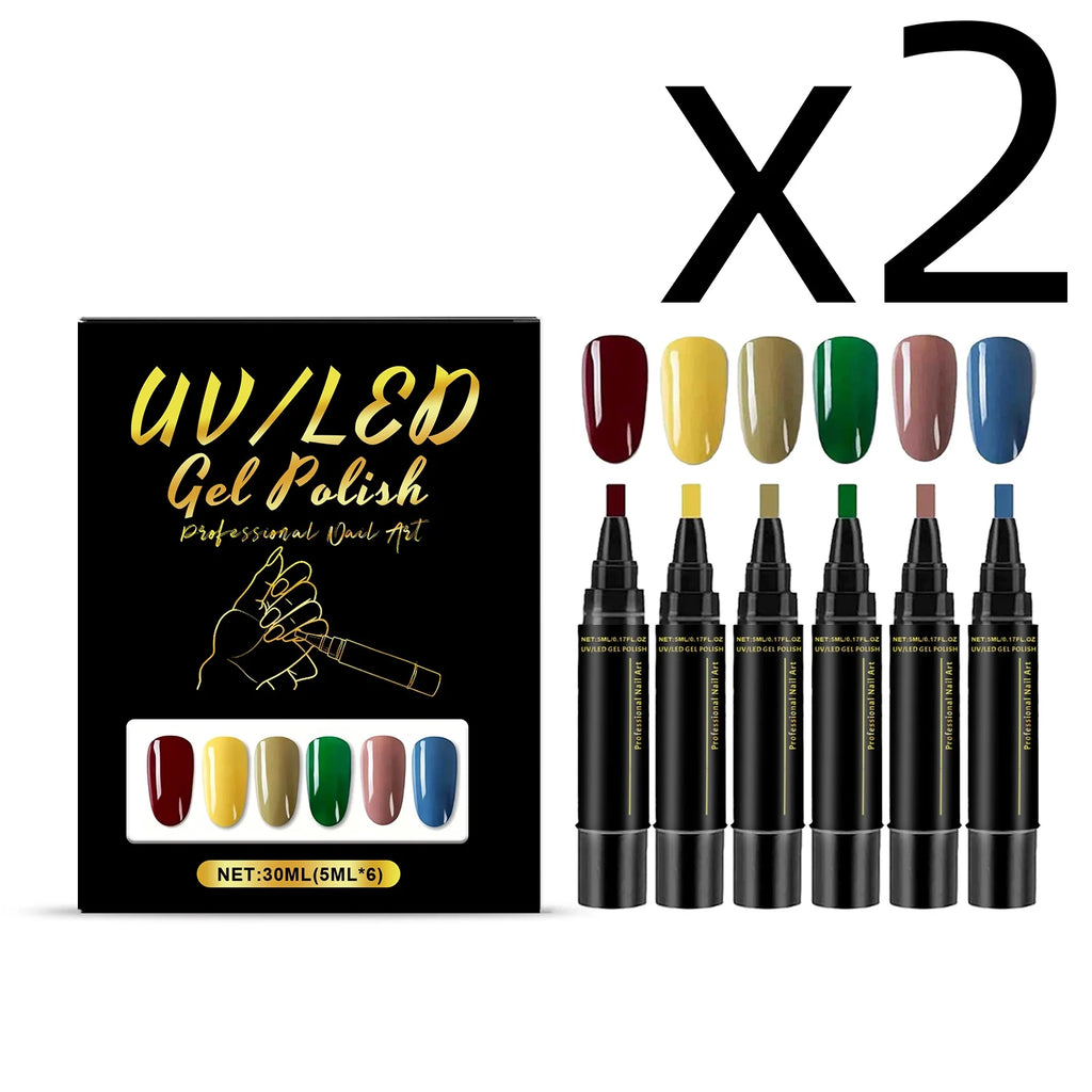 6-Color Nail Art Pen Set – Quick Dry DIY Gel Polish Pens Nail Art Pen Set Oasis Select 6pcs Boxed X 2PCS