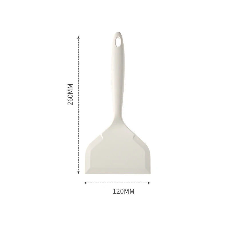 1PC Silicone Spatula Heat Resistant Non-Stick Kitchen Tool for Frying Pan Sushi Steak Fish Pancake Baking Household Food Grade Oasis Select White