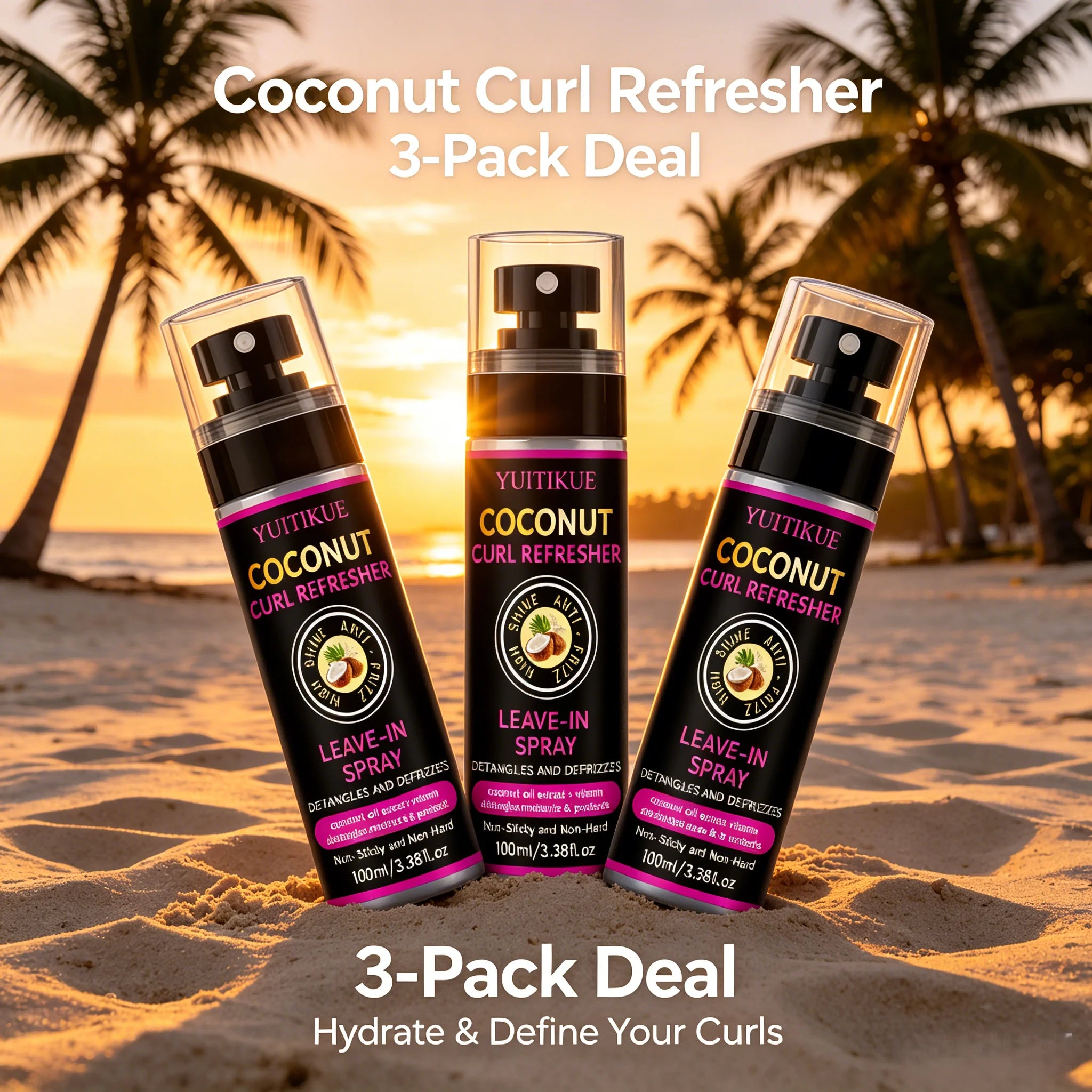 YUITIKUE Coconut Curl Refresher Spray – Detangle & Defrizz