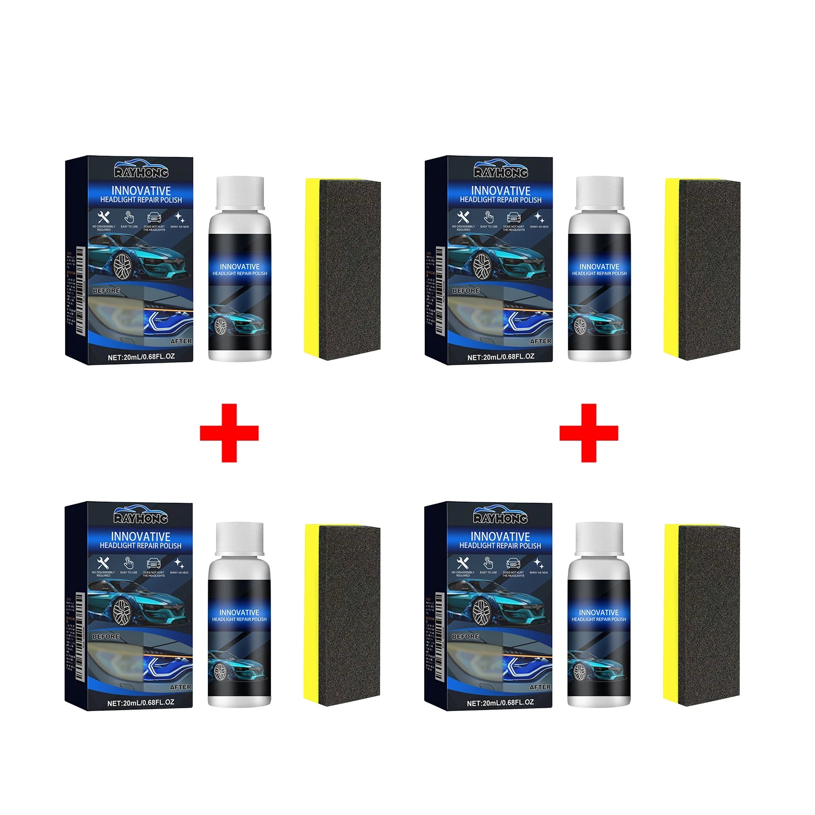 Car Headlight Polishing Liquid Car Headlamp Restoration Cleaning Agent Improves Nighttime Driving Safety Restore Clarity & Shine Oasis Select 4pcs