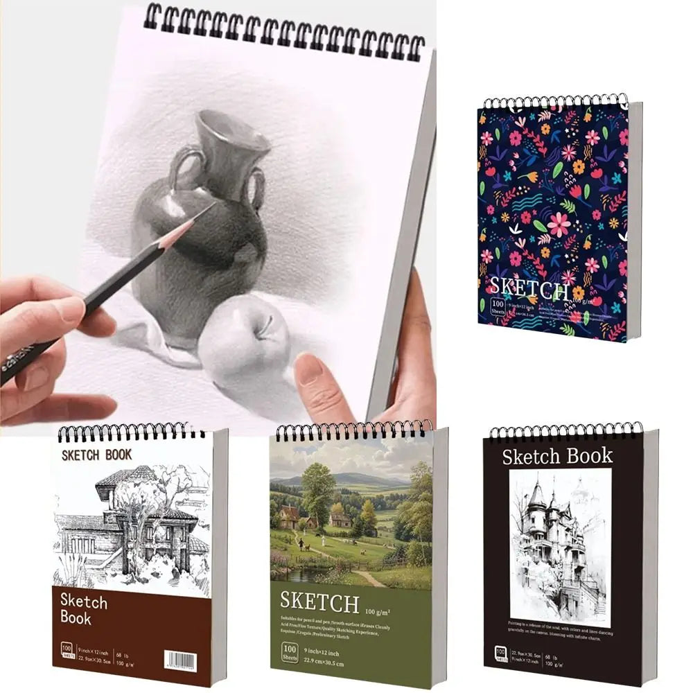 100 Sheets Coil Sketchbook Portable Easy To Tear Spiral Bound Artist Sketchbook Acid-Free Paper Perforated Pages Oasis Select
