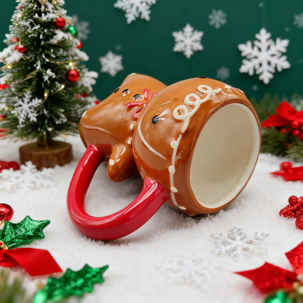 Kawaii Gingerbread Man Ceramic Mug | 3D Christmas Cup 300ML Ceramic Christmas Mug Oasis Select