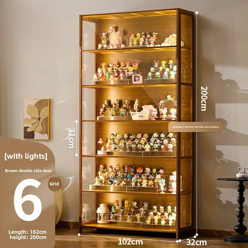 Luxury Glass Door Solid Wood Figure Blind Box Model Dust-proof Display Cabinet Design Model Cabinet Storage Storage Cabinet Oasis Select