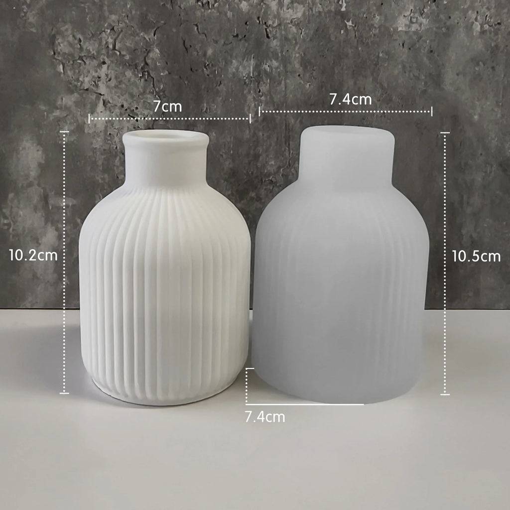 Stripes Vase Silicone Mold DIY Gypsum Vase 3D Ornaments Molds Epoxy Plaster Concrete Flower Pot Mould Gardening Decoration Oasis Select J-298b