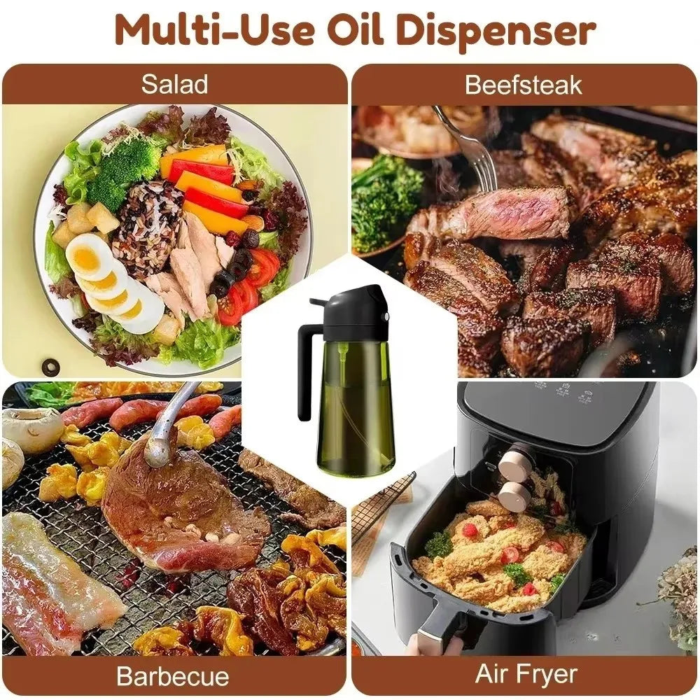 16oz 2-in-1 Glass Oil Dispenser and Spray Bottle Leakproof Olive Oil Sprayer Suitable for Cooking Baking Barbecue Fryer Kitchen Oasis Select