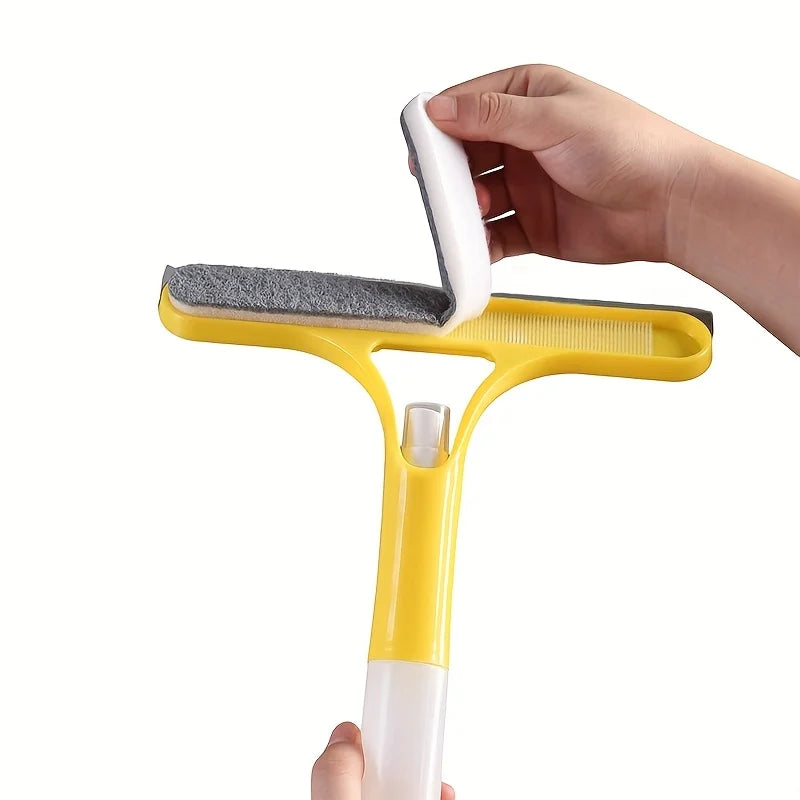 3-in-1 Glass Cleaning Tool for Home Bathroom Mirror and Windows, Water Wiper Squeegee for Shower and Glass Surfaces Oasis Select yellow