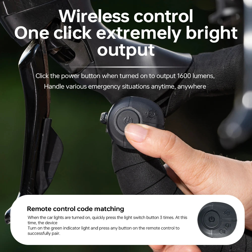 X-TIGER Bike Light 1600 Lumens Super Bright IP66 Waterproof Bicycle Lights Wireless Remote Control MTB Road Bike Front Light Oasis Select